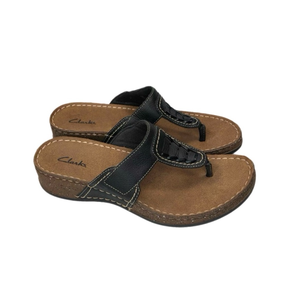 Clarks Leather Slip On Thong Sandals Sz 9